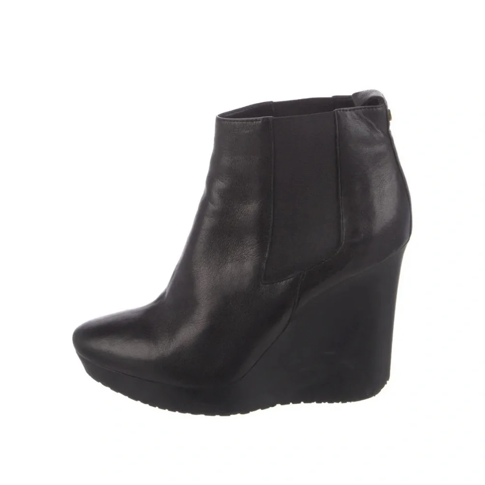 Jimmy Choo Black Leather Platform Wedge Ankle Boots EU 40.5 US 10.5